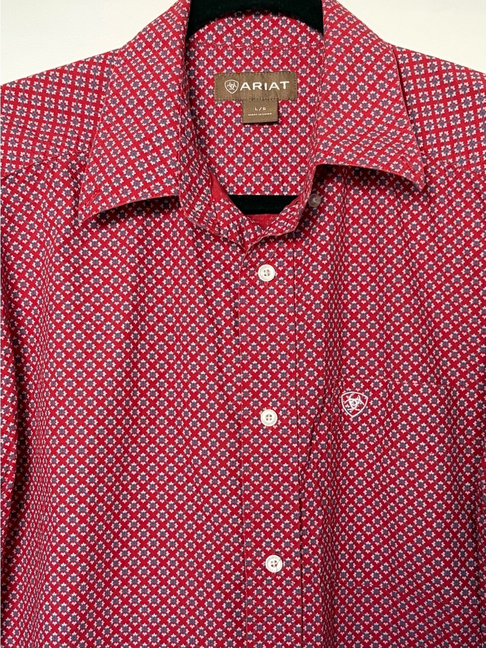 Ariat Long Sleeve Button-Up Shirt Red White And Blue print Shirt Sz Large